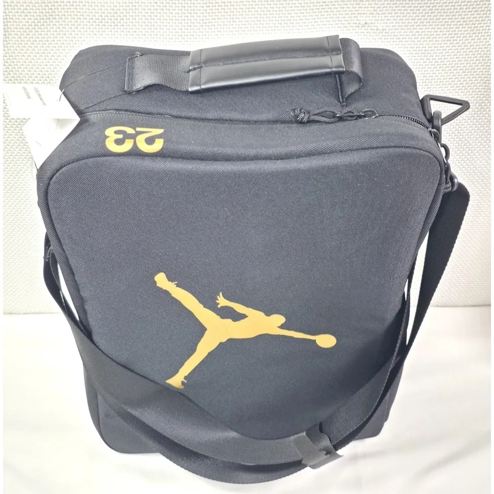 Nike Jordan Shoe Box Bag Black Gold Ventilated Lightweight Travel Carry On Case